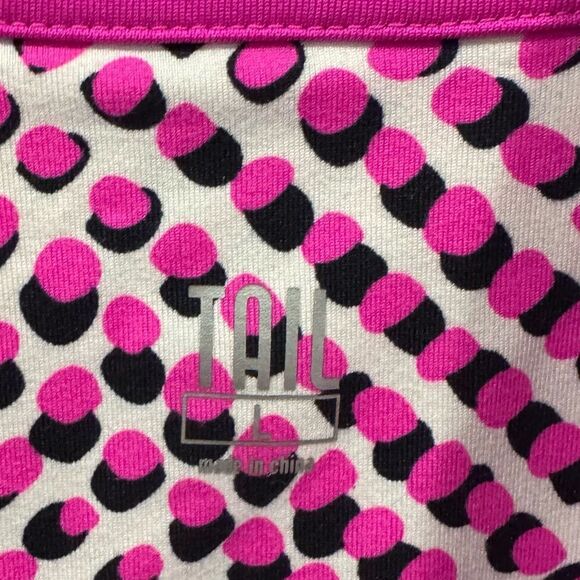Tail Golf Performance Short Sleeve Polo Shirt White Pink Black L - Picture 3 of 5